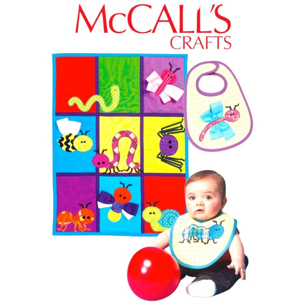 McCall's Patterns M7172 Bib Sewing Template, Quilt and Bug Appliques, One Size